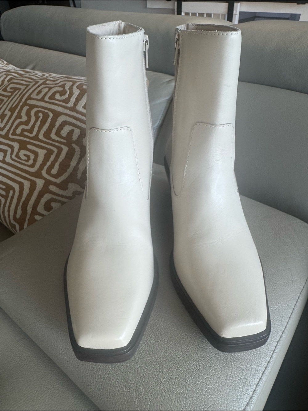 White Genuine Leather Western Cowboy Boots – Women’s Size 6.5M – Made in Brazil
